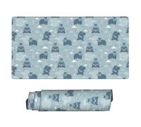 Grand tapis de souris de jeu mignon hippopotame - Sous-main pour clavier et souris avec base en caoutchouc antidérapant, tapis de bureau avec bords cousus, pour travail, jeux vidéo, bureau, 40,6 x