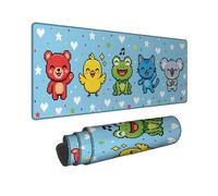 Grand tapis de souris de jeu mignon Pixel Art, animaux de dessin animé bleu, bords cousus, caoutchouc antidérapant, lavable, pour ordinateur portable à la maison et au bureau, ordinateur portable