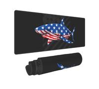 Grand tapis de souris de jeu, requin avec drapeau américain, tapis de bureau antidérapant, tapis de souris pour bureau, maison, accessoires de bureau, 30,5 x 80,9 cm