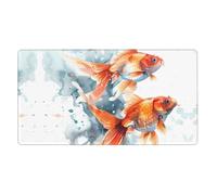 Grand tapis de souris de jeu, sous-main de clavier, tapis de bureau antidérapant pour bureau, trois poissons rouges, aquarelle, accessoires de bureau, 40,6 x 75,1 cm