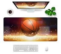 Grand tapis de souris de jeu sur le thème du sport de basket-ball XXL 80 x 30 x 0,3 cm pour bureau avec design personnalisé pour ordinateur portable, ordinateur et PC (basket-ball - 1)