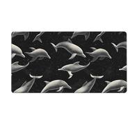 Grand tapis de souris de jeu, tapis de souris pour clavier de bureau imprimé dauphins noirs, tapis de bureau antidérapant pour clavier de bureau et souris, accessoires de bureau et de maison, 40,6 x