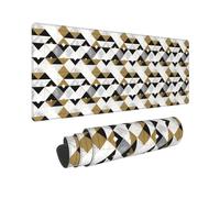 Grand tapis de souris de jeu tendance et moderne avec triangles noirs et dorés - Imperméable et antidérapant - Pour la maison, le bureau, l'ordinateur, le travail à domicile - 80 x 30 cm