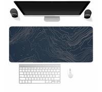 Grand Tapis de Souris de Jeu Topographie Bleu Foncé, Tapis de Souris XXL 900x400x2mm, Soft Cloth Surface Lisse et Base en Caoutchouc Anti-dérapant, Haute précision et Vitesse, pour Souris Claviers