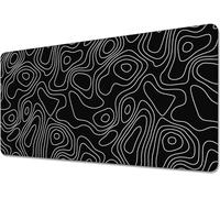 Grand Tapis de Souris de Jeu Topographique Noir Mouse Pad 1000x500x3mm XXL Tapis de Souris étendu avec Bords Cousus Base en Caoutchouc antidérapante pour Joueur Bureau Maison Clavier Pad