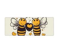 Grand tapis de souris de jeu XL 80 x 30 cm - Bee Love Honey - Tapis de bureau pour clavier et souris, tapis de clavier lavable avec base antidérapante imperméable pour gamer, bureau, maison