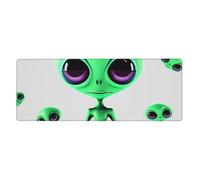 Grand tapis de souris de jeu XL 80 x 30 cm - Sous-main de bureau Alien vert pour clavier et souris, tapis de clavier lavable avec base antidérapante imperméable pour gamer, bureau, maison
