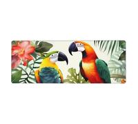 Grand tapis de souris de jeu XL 80 x 30 cm - Toucan, perroquet, feuilles de palmier, tapis de bureau pour clavier et souris, tapis de clavier lavable avec base antidérapante et tapis de souris