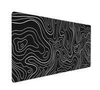 Grand tapis de souris de jeu XXL, tapis de souris minimaliste topographique étendu, base en caoutchouc antidérapant avec bords cousus, tapis de clavier noir, pour la maison, le bureau