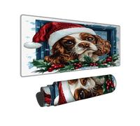 Grand tapis de souris de Noël en caoutchouc antidérapant lavable pour la maison et le bureau Motif Cavalier King Charles Spaniel Marron 40,6 x 91,4 cm