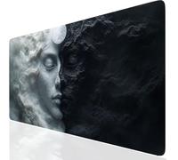 Grand Tapis de Souris Dieu Mâle, Sous Main Bureau avec Bords Surpiqués, Tapis de Souris Gaming Noir Haute Précision et Vitesse, Imperméable Base Anti-Dérapage Protection Bureau pour le Maison FR-9373