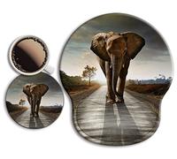 Grand tapis de souris ergonomique avec repose-poignet en gel antidérapant et soulagement de la douleur pour ordinateur, bureau, maison et bureau - éléphant