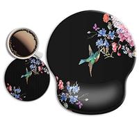 Grand tapis de souris ergonomique avec repose-poignet en gel antidérapant et soulagement de la douleur pour ordinateur, bureau, maison et bureau - Colibri