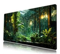 Grand Tapis de Souris esthétique Vert avec imprimé végétal, Tapis de Bureau Confortable, Jours de Pluie, Style Serre, Taille XXL pour Une Couverture complète de Bureau, 80 x 40 cm, idéal pour la
