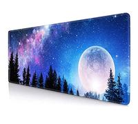 Grand tapis de souris étendu pour bureau, base en caoutchouc antidérapant, grand clavier pour ordinateur, PC, ordinateur portable, 80 x 30 cm (pleine lune et nuit étoilée)