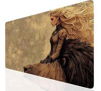 Grand Tapis de Souris Fille, Sous Main Bureau Etendu avec Bords Surpiqués, Tapis de Souris Gaming Jaune Haute Précision et Vitesse, Imperméable Base Anti-Dérapage Protection Bureau pour Maison FR-1355