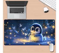 Grand Tapis de Souris Gamer 1000x500x2mm, Adorable Pingouin | Tapis de Bureau Lavable, Base en Caoutchouc Antidérapante et Coutures Renforcées, Optimisé pour Capteur Optique et Laser