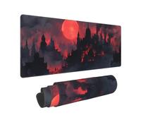 Grand Tapis de Souris Gamer 1400x600mm Tapis Souris XXL, Lavable Château Rouge Gaming Mouse Pad XXL, avec Bords Cousus et Base en Caoutchouc Antidérapante, pour Gamer/PC/Ordinateur/Bureau T7539