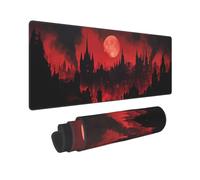 Grand Tapis de Souris Gamer 600x400mm Tapis Souris XXL, Lavable Château Rouge Gaming Mouse Pad XXL, avec Bords Cousus et Base en Caoutchouc Antidérapante, pour Gamer/PC/Ordinateur/Bureau T7588