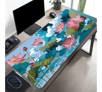 Grand Tapis de Souris Gamer 600x400x2mm, Fleurs Lotus Roses | Tapis de Bureau Lavable, Base en Caoutchouc Antidérapante et Coutures Renforcées, Optimisé pour Capteur Optique et Laser