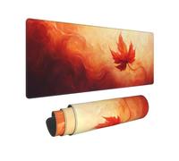 Grand Tapis de Souris Gamer 700x300mm Tapis Souris XXL, Lavable Feuille d'érable Rouge Gaming Mouse Pad XXL, avec Bords Cousus et Base en Caoutchouc Antidérapante, pour PC/Ordinateur/Bureau T7946