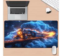 Grand Tapis de Souris Gamer 700x300x3mm, Train Étoilé | Tapis de Bureau Lavable, Base en Caoutchouc Antidérapante et Coutures Renforcées, Optimisé pour Capteur Optique et Laser