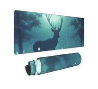 Grand Tapis de Souris Gamer 900x400mm Tapis Souris XXL, Lavable Cerf Vert Mousepad Gaming avec Bords Cousus et Base en Caoutchouc Antidérapante, pour Gamer/PC/Ordinateur/Personnel de Bureau, P11258