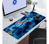 Grand Tapis de Souris Gamer Tapis de Souris XXL 1000x500x3 mm avec Base en Caoutchouc Antidérapant Grand Tapis de Bureau pour PC, Ordinateur Portable (Géométrique Bleu)
