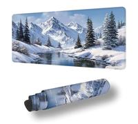 Grand Tapis de Souris Gamer XXL 700 x 400 mm Tapis Souris, Hiver Sous Main Bureau Paysage Antidérapant Étanche, à Bords Cousus Mouse Pad pour Travail, Jeux, Bureau, Maison Decor, Cadeaux Hommes S-1655