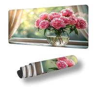 Grand Tapis de Souris Gamer XXL 700 x 400 mm Tapis Souris, Rose sous Main Bureau Pivoine Antidérapant Étanche, à Bords Cousus Mouse Pad pour Travail, Jeux, Bureau, Maison Decor, Cadeaux Hommes S-771