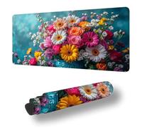 Grand Tapis de Souris Gamer XXL 900 x 400 mm Tapis Souris, Couleur Sous Main Bureau Fleur Antidérapant Étanche, à Bords Cousus Mouse Pad pour Travail, Jeux, Bureau, Maison Decor, Cadeaux Hommes S-5129