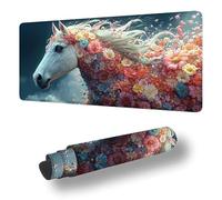 Grand Tapis de Souris Gamer XXL 900 x 400 mm Tapis Souris, Fleur sous Main Bureau Cheval Antidérapant Étanche, à Bords Cousus Mouse Pad pour Travail, Jeux, Bureau, Maison Decor, Cadeaux Hommes S-3361