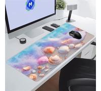 Grand Tapis de Souris Gaming Coquillages Vagues XXL Mouse Pad 900x400x2 mm Tapis de Bureau Antidérapant avec Coutures sur Les Bords pour Gamer, Ordinateur, PC