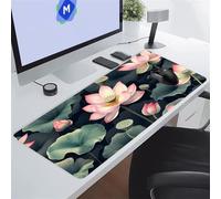Grand Tapis de Souris Gaming Fleurs Lotus Roses XXL Mouse Pad 600x300x3 mm Tapis de Bureau Antidérapant avec Coutures sur Les Bords pour Gamer, Ordinateur, PC