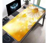 Grand Tapis de Souris Gaming Marguerite Blanche - 600x400x3 mm Mouse Pad XXL Long pour Clavier et Souris avec sous-Couche Antidérapante pour Bureau et Études