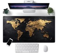 Grand Tapis de Souris Gaming Mouse Pad XXL 700x300x3mm avec Base en Caoutchouc antidérapant Extended XXL Long Clavier Pad de Table Grand Tapis de Souris Gamer (Carte du Monde Jaune)