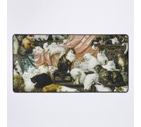 Grand Tapis de Souris Gaming pour Bureau Carl Kahler Les Amants de ma Femme La Dame aux Chats 1893 Peinture de chats drôles et élégants Beaux-Arts Original 75x40cm Antidérapante Cla
