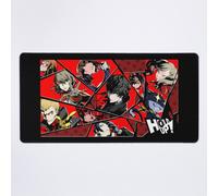 Grand Tapis de Souris Gaming pour Bureau Collage de groupe Persona 5 Royal « Hold Up ! » en verre brisé 75x40cm Antidérapante
