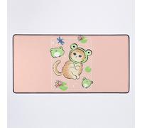 Grand Tapis de Souris Gaming pour Bureau Crapauds et chat kawaii avec chapeau de grenouille, esthétique japonaise rétro des années 90 Cottagecore - Costume de chaton gre 75x40cm Antidérapante Cla