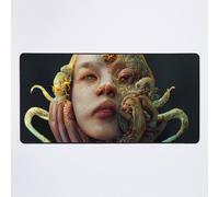 Grand Tapis de Souris Gaming pour Bureau Cthulhu Lady #4 HP Lovecraft Alphonse Mucha Cthulhu Dagon 3D Sécession viennoise Tentacules Horreur cosmique Fiction étrange 75x40cm Antidérapante Clav