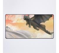 Grand Tapis de Souris Gaming pour Bureau Krokmou et Furie Lumineuse Volant au Coucher du Soleil 75x40cm Antidérapante Clavie