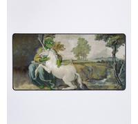 Grand Tapis de Souris Gaming pour Bureau Licorne médiévale et fille Pepe Titre La grenouille Domenichino Licorne Pal Farnèse par Inconnu Impression d'art Rare PepeTheFro 75x40cm Antidérapante Cla