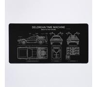 Grand Tapis de Souris Gaming pour Bureau Machine à remonter le temps DeLorean - Retour vers le futur (pochoir blanc - sans arrière-plan) 75x40cm Antidérapante Clav