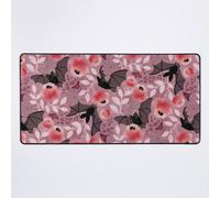 Grand Tapis de Souris Gaming pour Bureau Motif floral rose pastel chauve-souris 75x40cm Antidérapante Clavie