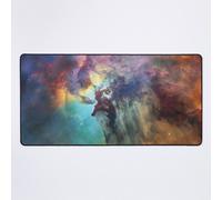 Grand Tapis de Souris Gaming pour Bureau Nébuleuse de la Lagune Messier 8 Nuage interstellaire M8 Étoiles rose pastel, turquoise et jaune Photo du 28e anniversaire du té 75x40cm Antidérapante Cla
