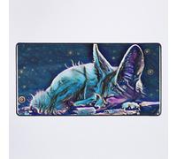 Grand Tapis de Souris Gaming pour Bureau Portrait de renard fennec du désert endormi à minuit 75x40cm Antidérapante Clav