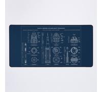 Grand Tapis de Souris Gaming pour Bureau Programmes de vols spatiaux habités de la NASA (Navy Blueprint) 75x40cm Antidérapante Clavi