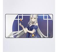 Grand Tapis de Souris Gaming pour Bureau Robe de soirée de l'orchidée Ningguang - Genshin Impact 75x40cm Antidérapante Clav