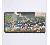 Grand Tapis de Souris Gaming pour Bureau Scène triptyque du guerrier samouraï 75x40cm Antidérapante Clav