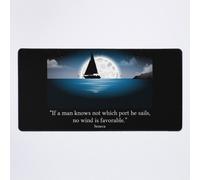 Grand Tapis de Souris Gaming pour Bureau « Si un homme ne sait pas dans quel port il navigue, aucun vent ne lui est favorable. » ¿ Sénèque 75x40cm Antidérapante